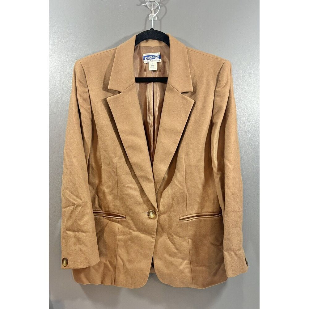 Vintage Pendleton Woman's Blazer Jacket 100% Wool Camel Tan sz 10